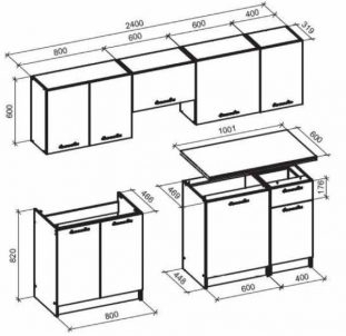 Virtuvės komplektas Daria 240 auksinis ąžuolas