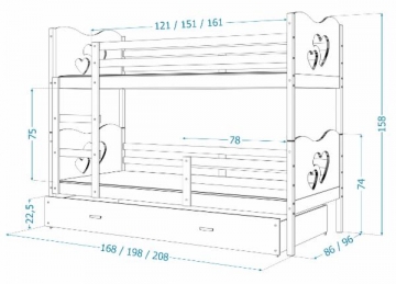 Vaikiška Dviaukštė Lova Max 160x80