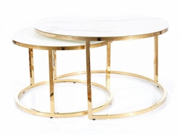 Dviejų kavos staliukų komplektas Muse balta Svetainės staliukai