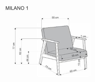 Fotelis MILANO 1S alyvuogės spalva