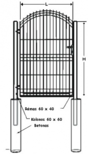 Varteliai A tipo cinkuoti 1300x1000mm (užpildas segmentas) dažyti Kiemo varteliai