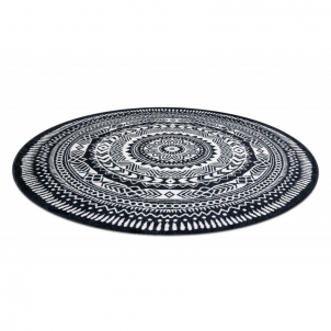 Apvalus kilimas su juodais raštais FUN Mandala | ratas 120 cm