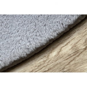 Apvalus pilkas kailio imitacijos kilimas POSH | ratas 100 cm