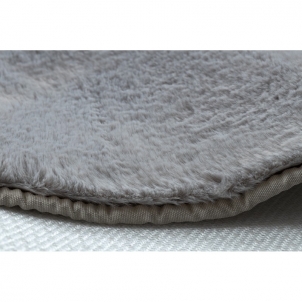 Apvalus pilkas kailio imitacijos kilimas POSH | ratas 80 cm