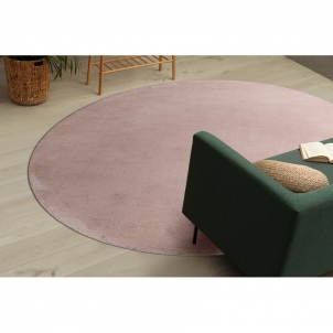 Apvalus rausvas kailio imitacijos kilimas POSH | ratas 80 cm