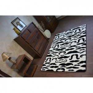 Baltas kilimas su juodais akcentais SKETCH Ūsai | 160x220 cm 