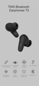 Belaidės ausinės Orsen T3 Bluetooth Earphones black