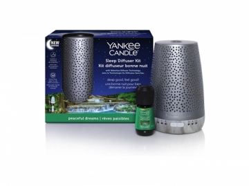 Difusorius Yankee Candle Scented diffuser silver with Peaceful Dreams filling for a peaceful sleep 14 ml