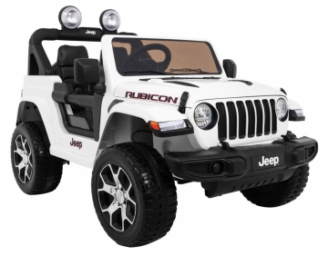 Dvivietis elektromobilis Jeep Wrangler Rubicon, baltas