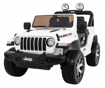 Dvivietis elektromobilis Jeep Wrangler Rubicon, baltas