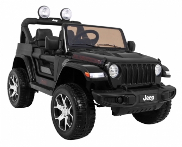 Dvivietis elektromobilis Jeep Wrangler Rubicon, juodas