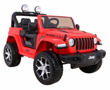 Dvivietis elektromobilis Jeep Wrangler Rubicon, raudonas