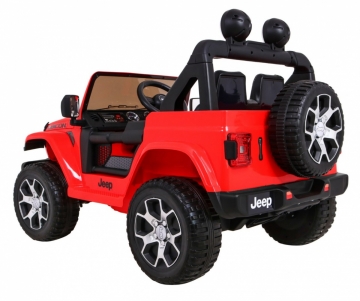 Dvivietis elektromobilis Jeep Wrangler Rubicon, raudonas