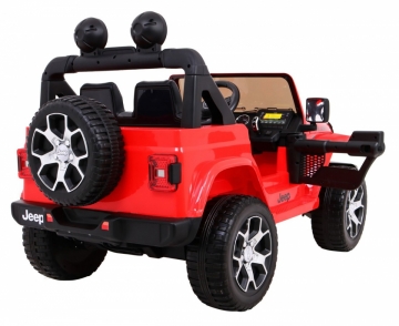 Dvivietis elektromobilis Jeep Wrangler Rubicon, raudonas