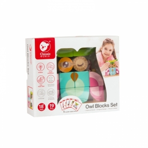 Erdvinės medinės kaladėlės 3D Classic World, pelėda Organic toys