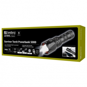 Išorinė baterija/ žibintuvėlis Sandberg 420-89 Survivor Torch Powerbank 5000