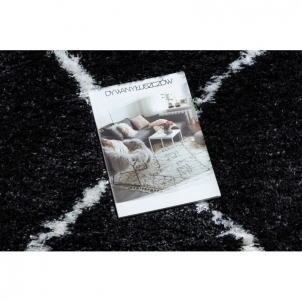 Juodas ilgo plauko kilimas su baltais akcentais FLUFFY | 200x290 cm 