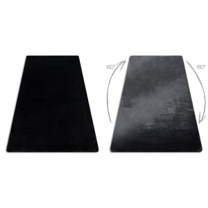 Juodas kailio imitacijos kilimas POSH | 50x80 cm