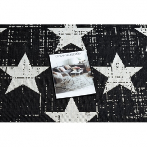Juodas sizalio kilimas FLAT Žvaigždės | 200x290 cm 
