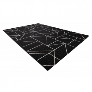 Juodas sizalio kilimas su geometriniais motyvais FLOORLUX | 120x170 cm