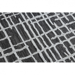 Juodos spalvos sizalio kilimas SION Grotelės | 140x190 cm