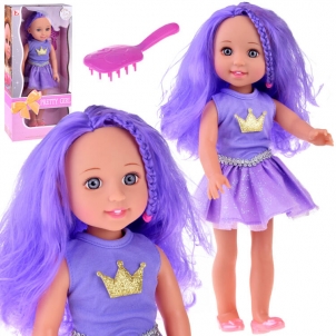 Lėlė violetiniais plaukais, 38 cm Lavinimo žaislai
