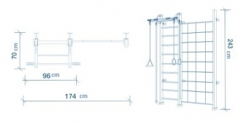 Medinė švediška gimnastikos sienelė SANRO CLIMBER natūrali, 243x174cm