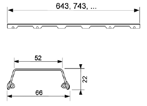 Nerūdijančio plieno dušo latako grotelės Tece Steel II 70, 80, 90, 100, 120, 150 cm 70 cm