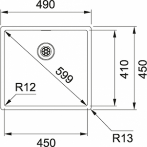 Nerūdijančio plieno plautuvė Franke Box, BXX 210/110-45, rankinis ventilis