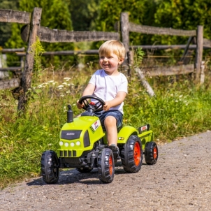 Pedalais minamas traktorius su priekaba - Claas Falk, žalias