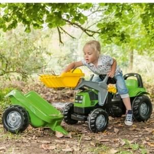 Pedalais minamas traktorius su priekaba ir kastuvu Rolly Toys, žalias