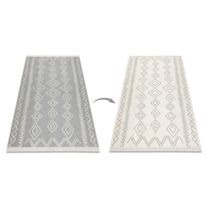 Pilkas dvipusis kilimas TWIN Boho | 60x90 cm