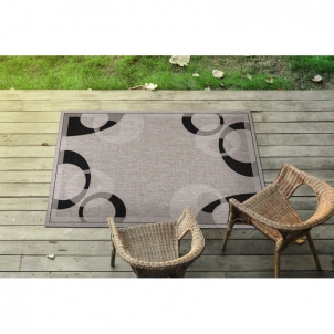 Pilkas kilimas su juodos spalvos raštais FLOORLUX | 120x170 cm