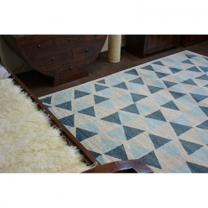 Pilkas kilimas su mėlynais akcentais NORDIC CANVAS | 200x290 cm 
