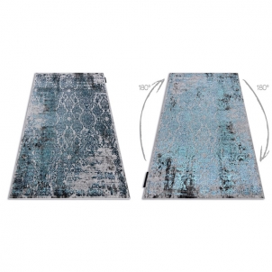 Pilkas kilimas su mėlynais ornamentais DE LUXE | 160x220 cm 