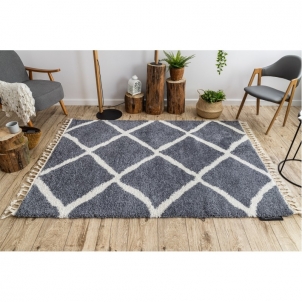 Pilkas marokietiško dizaino kilimas BERBER CROSS | 120x170 cm