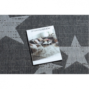 Pilkas sizalio kilimas FLAT Žvaigždės | 80x150 cm 