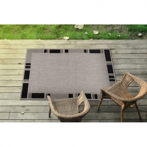 Pilkas sizalio kilimas su juoda kraštine FLOORLUX | 60x110 cm