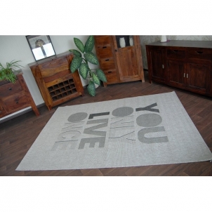 Pilkos spalvos sizalio kilimas su užrašu FLOORLUX | 120x170 cm 