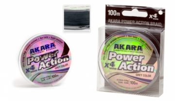 Pintas Valas AKARA Power Action X-4 Pilkas 100m, 0.12 mm Žvejybiniai valai