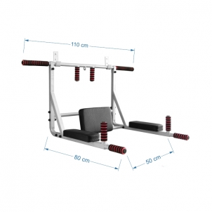 Prie sienos tvirtinamas skersinis + lygiagretės "ATLET 3 in 1" Juodas, iki 200kg