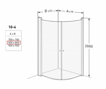 Pusapvalė dušo kabina IDO Showerama 10-4 80X80, dalinai matinis stiklas