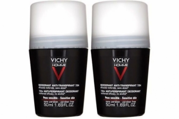 Roll deodorant Vichy Deodorant Roll-On for Sensitive Skin Homme 72H 2 x 50 ml Deodorants/anti-perspirants