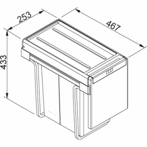 Šiukšliadėžė FRANKE Cube 30, atidarymas ranka, 2x15l.