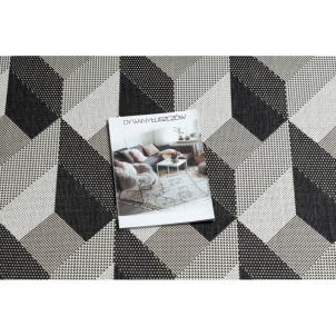 Sizalio kilimas su juodais akcentais FLAT 3D | 200x290 cm 
