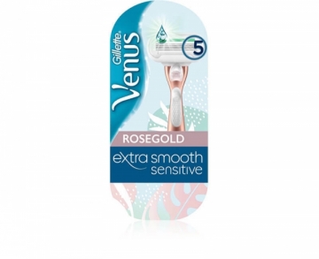 Skutimosi peiliukas Gillette Venus Extra Smooth Sensitiv e Rose Gold razor + 1 head