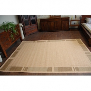 Smėlio spalvos sizalio kilimas su ruda kraštine FLOORLUX | 120x170 cm