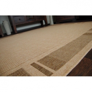 Smėlio spalvos sizalio kilimas su ruda kraštine FLOORLUX | 80x150 cm