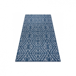 Tamsiai mėlynas raštuotas kilimas SION Geometry | 80x150 cm
