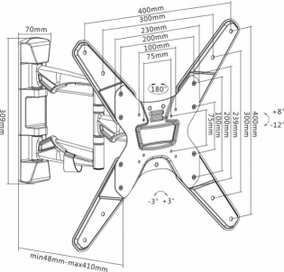 Televizoriaus laikiklis Sbox Full Motion Flat Screen LED TV Mount 23-55 30kg PLB-2044